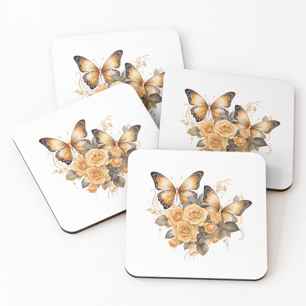 Item preview, Golden Rose Butterfly | Elegant Floral Aesthetic Art designed and sold by Mandayartstudio.