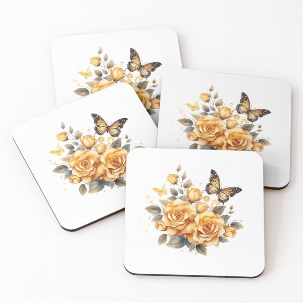 Item preview, Golden Rose Butterfly | Elegant Floral Aesthetic Art designed and sold by Mandayartstudio.