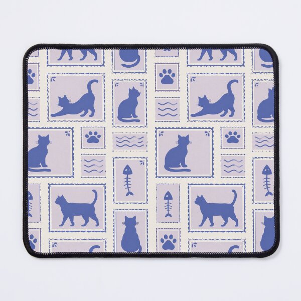 Item preview, Cute Blue Cat Postage Stamp Seamless Pattern designed and sold by FestivityFinds.