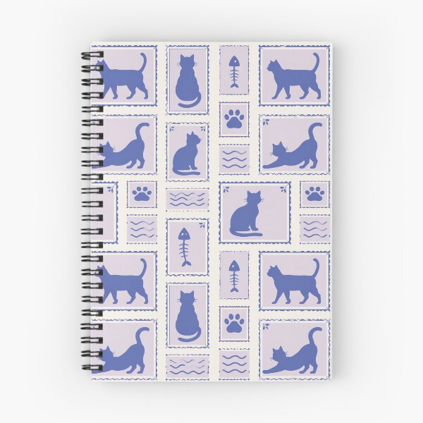 Item preview, Cute Blue Cat Postage Stamp Seamless Pattern designed and sold by FestivityFinds.