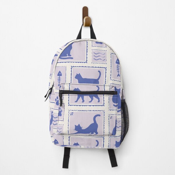 Item preview, Cute Blue Cat Postage Stamp Seamless Pattern designed and sold by FestivityFinds.