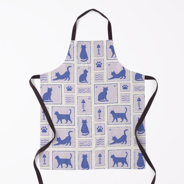 Item preview, Cute Blue Cat Postage Stamp Seamless Pattern designed and sold by FestivityFinds.