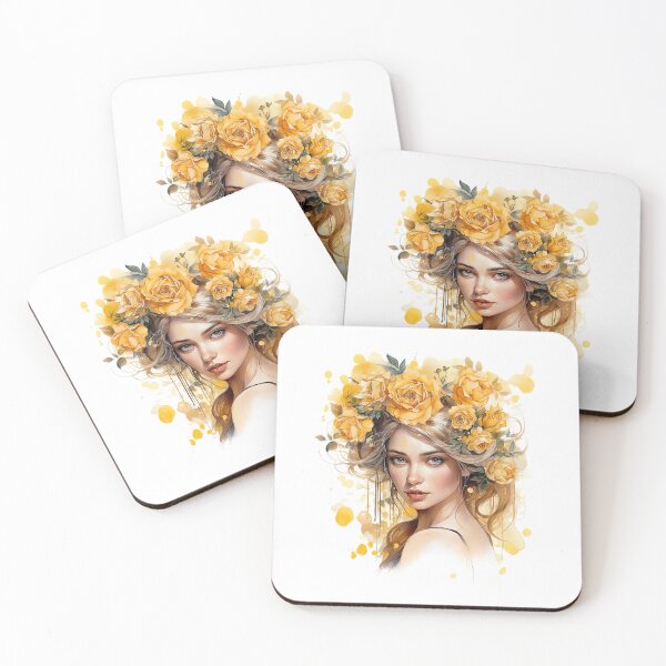 Item preview, Golden Rose Girl | Elegant Floral Aesthetic Art designed and sold by Mandayartstudio.