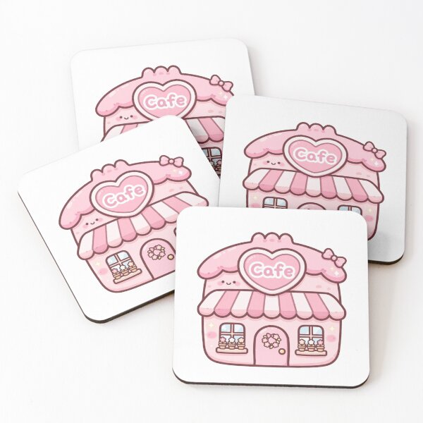 Item preview, Cute Pink Cafe Sticker – Kawaii Cozy Coffee Shop designed and sold by Kiralemon.