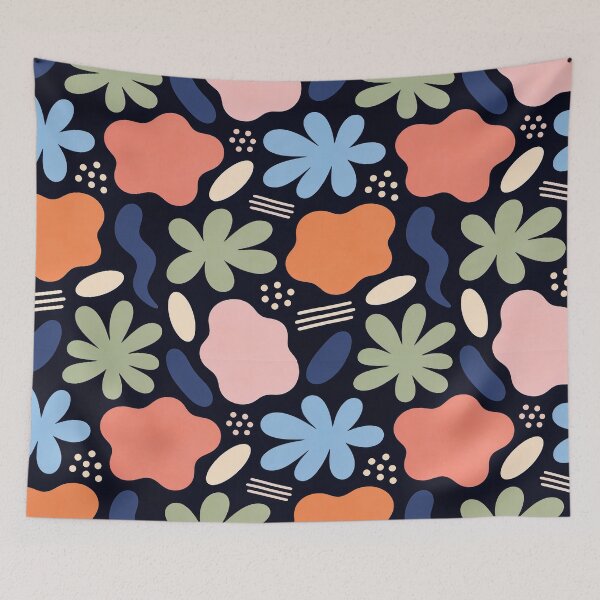 Item preview, Abstract Mid Century Floral Cutout Pattern designed and sold by FestivityFinds.