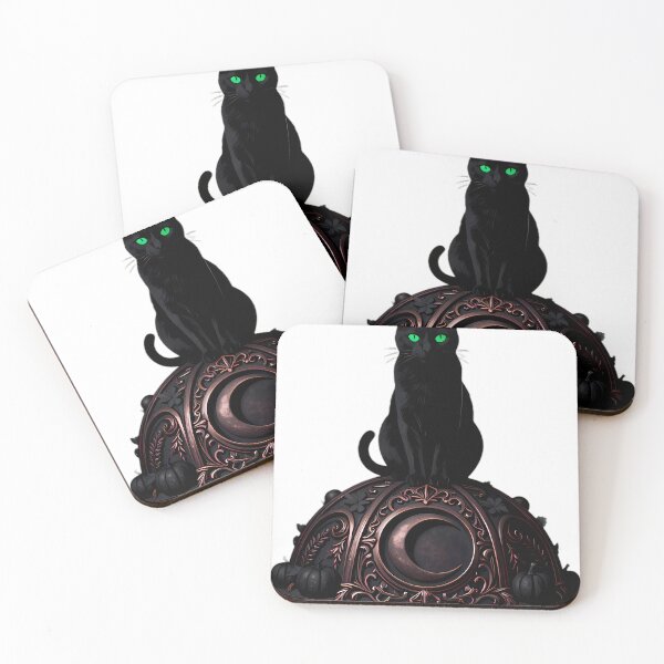 Item preview, Gothic Black Cat Dark Mabon Altar & Crescent designed and sold by IllumeInk.