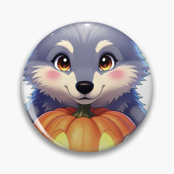 Item preview, Cute Gray Wolf Puppy Hugging Carved Jack-o'-Lantern Pumpkin designed and sold by pumsquare.