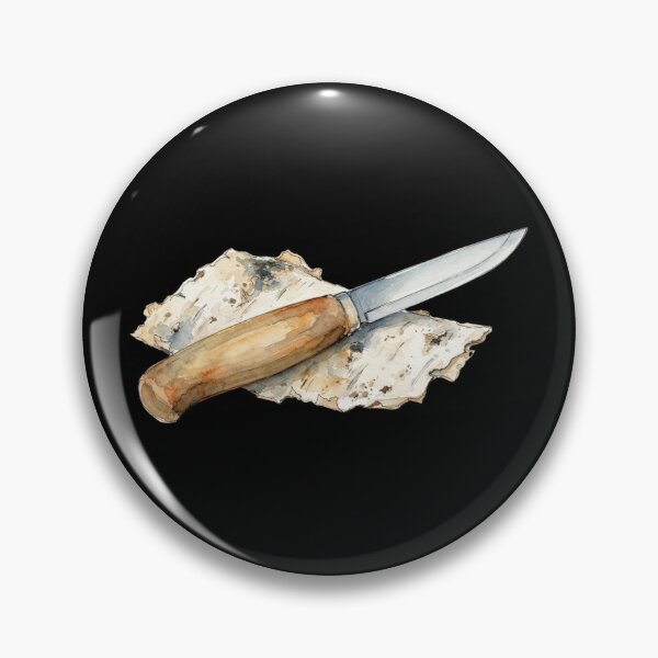 Artikelvorschau, Aquarellillustration eines traditionellen Bushcraft-Messers entworfen und verkauft von bvdesignart.