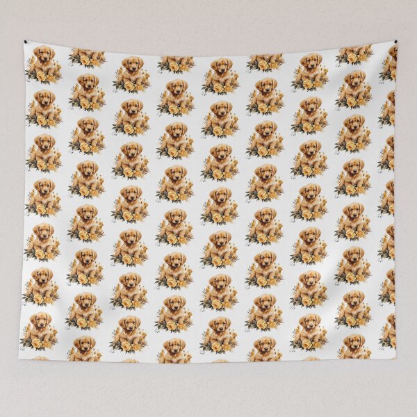 Item preview, Golden Rose Puppy | Elegant Floral Aesthetic Art designed and sold by Mandayartstudio.
