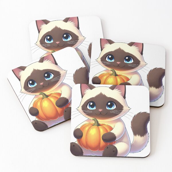 Item preview, Cute Ragdoll Cat Hugging Glowing Autumn Pumpkin designed and sold by pumsquare.
