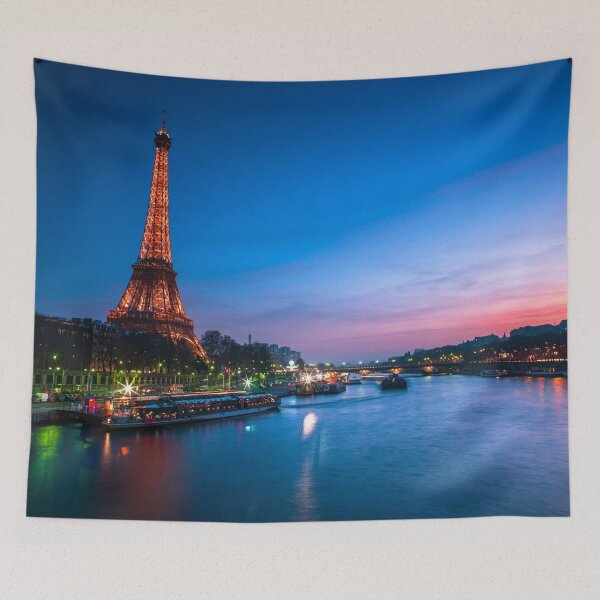 Item preview, Eiffel tower across the river Siene at dusk designed and sold by assaf.