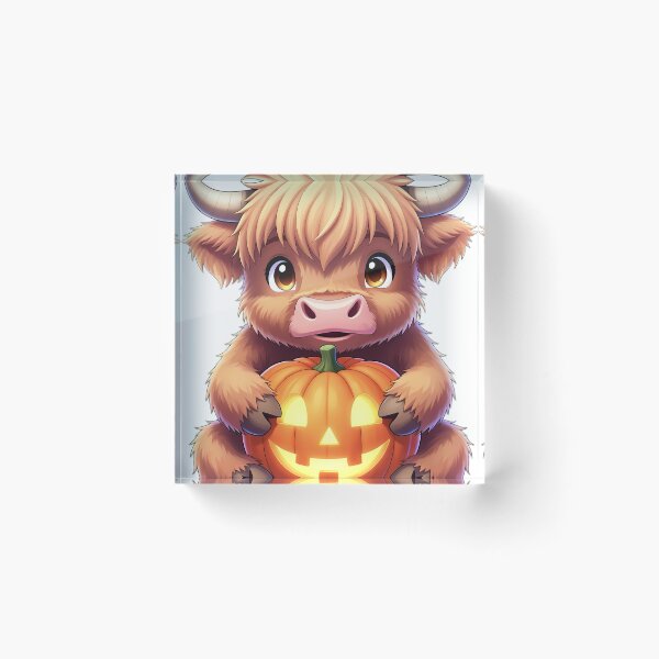 Item preview, Cute Baby Highland Cow Hugging Carved Autumn Pumpkin designed and sold by pumsquare.