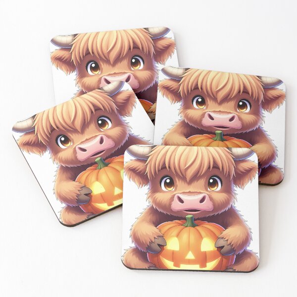 Item preview, Cute Baby Highland Cow Hugging Carved Autumn Pumpkin designed and sold by pumsquare.