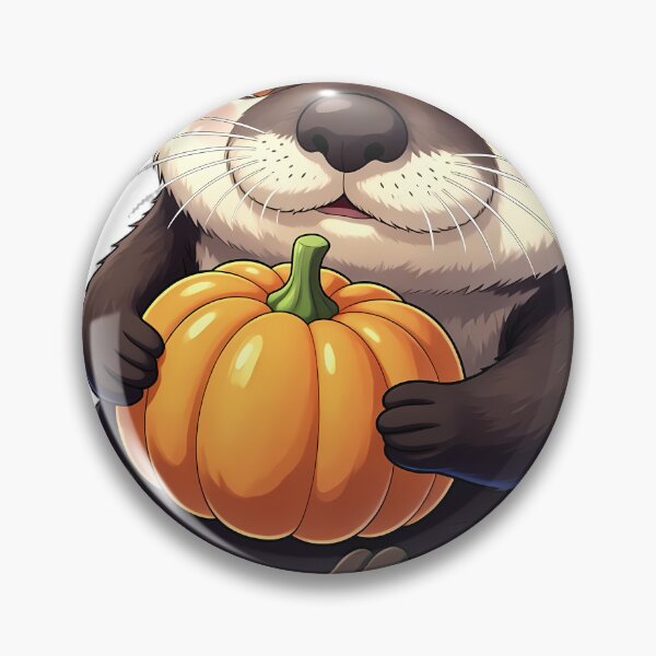 Item preview, Cute Sea Otter Floating and Hugging Mini Autumn Pumpkin designed and sold by pumsquare.