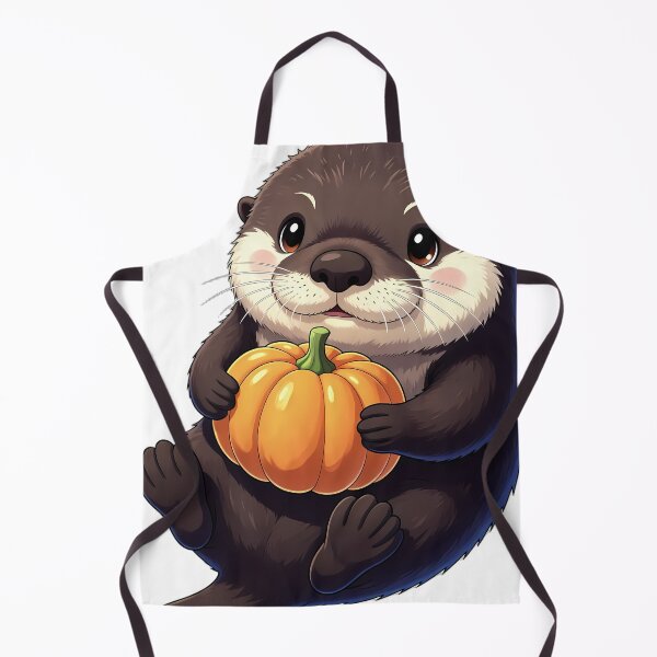 Item preview, Cute Sea Otter Floating and Hugging Mini Autumn Pumpkin designed and sold by pumsquare.