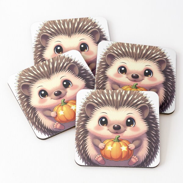 Item preview, Cute European Hedgehog Hugging Little Jack-o'-Lantern Pumpkin designed and sold by pumsquare.