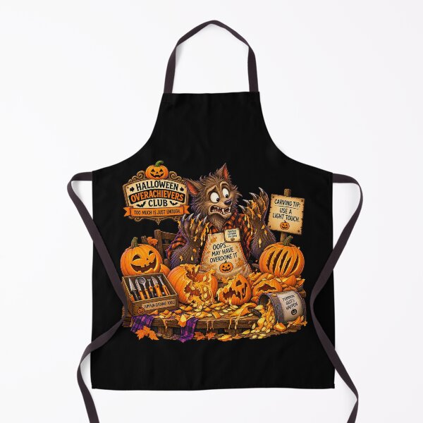 Item preview, ⚡HALLOWEEN OVERACHIEVERS CLUB -  Wally Werewolf’s Pumpkin Carving Catastrophe - dark version designed and sold by WheelieGdArt.