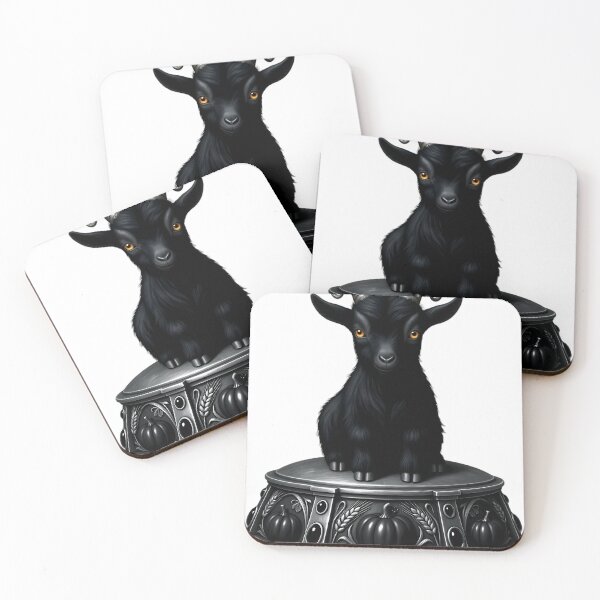 Item preview, Gothic Black Goat Kid Carved Pewter Mabon Altar designed and sold by IllumeInk.