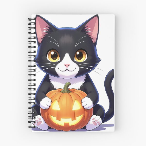 Item preview, Cute Tuxedo Kitten Hugging Smiling Jack-o'-Lantern Pumpkin designed and sold by pumsquare.