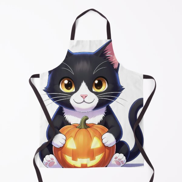 Item preview, Cute Tuxedo Kitten Hugging Smiling Jack-o'-Lantern Pumpkin designed and sold by pumsquare.