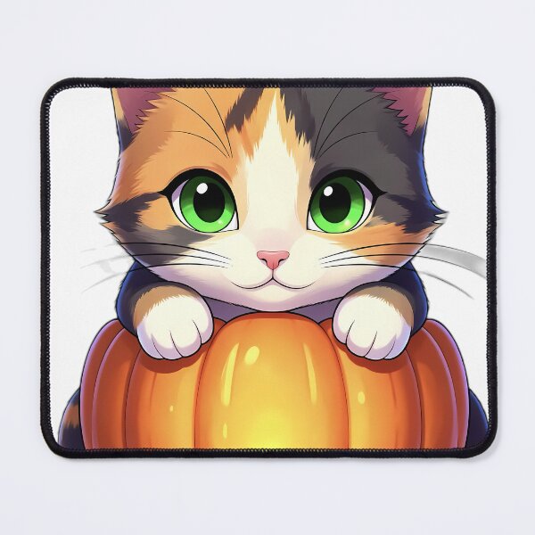 Item preview, Cute Calico Kitten Peeking Over Carved Autumn Pumpkin designed and sold by pumsquare.