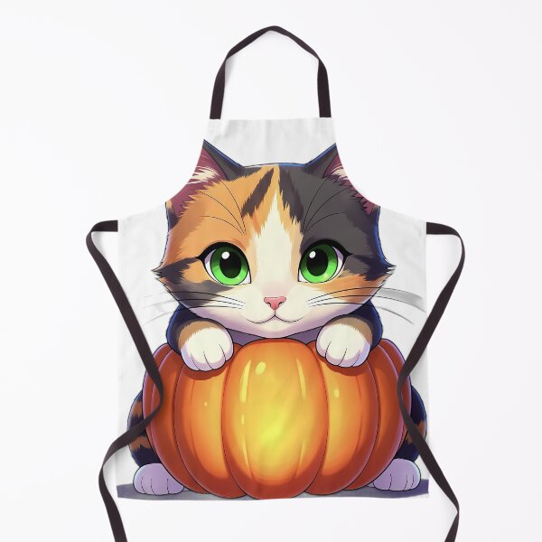 Item preview, Cute Calico Kitten Peeking Over Carved Autumn Pumpkin designed and sold by pumsquare.