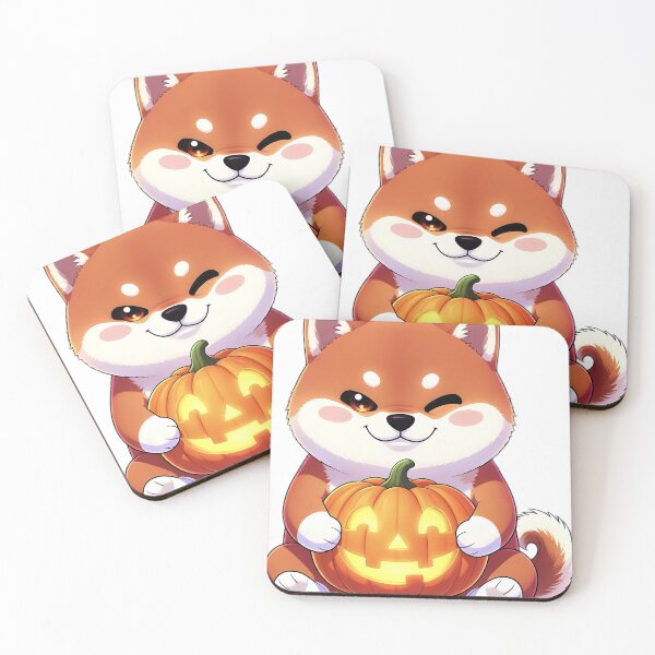 Item preview, Cute Shiba Inu Puppy Hugging Cheerful Jack-o'-Lantern Pumpkin designed and sold by pumsquare.