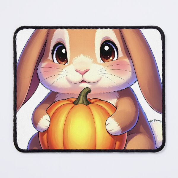 Item preview, Cute Holland Lop Bunny Hugging Glowing Autumn Pumpkin designed and sold by pumsquare.