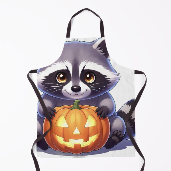 Item preview, Cute Raccoon Kit Peeking Behind Carved Jack-o'-Lantern Pumpkin designed and sold by pumsquare.