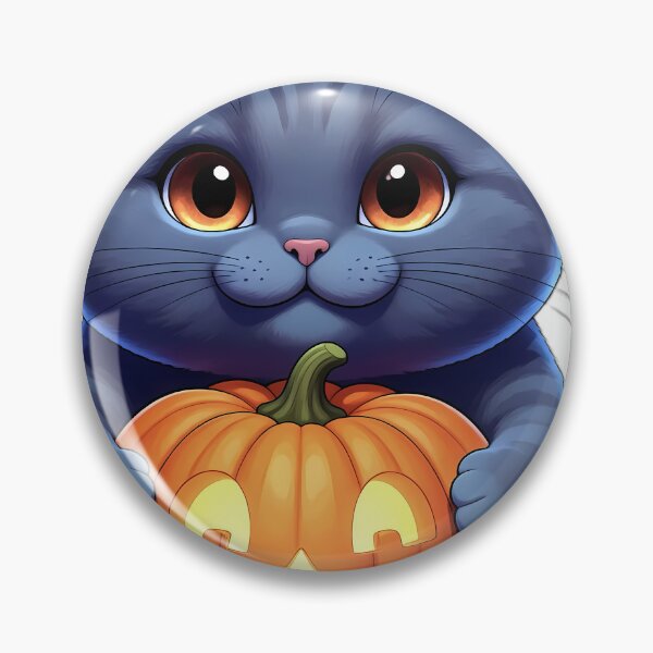 Item preview, Cute British Shorthair Kitten Hugging Smiling Jack-o'-Lantern Pumpkin designed and sold by pumsquare.