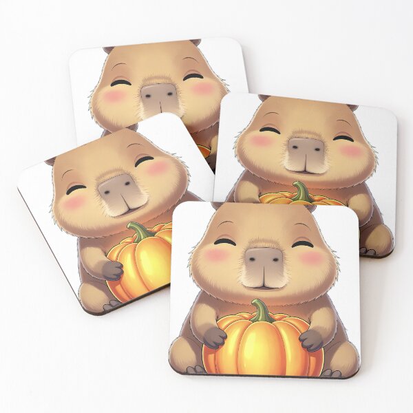 Item preview, Cute Capybara Pup Hugging Cozy Autumn Pumpkin designed and sold by pumsquare.