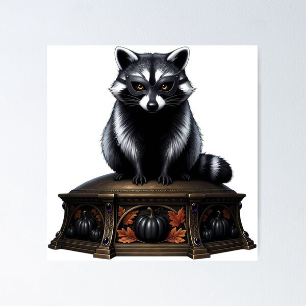 Item preview, Gothic Shadow Raccoon Antique Bronze Mabon Altar designed and sold by IllumeInk.