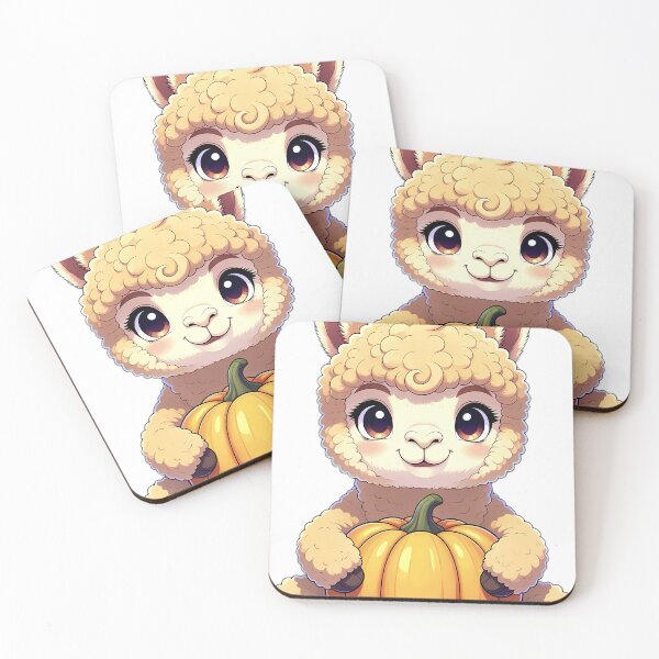 Item preview, Cute Fluffy Alpaca Hugging Golden Autumn Pumpkin designed and sold by pumsquare.