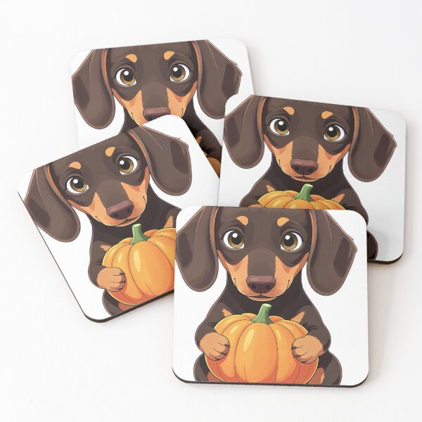 Item preview, Cute Dachshund Puppy Hugging Long Autumn Pumpkin designed and sold by pumsquare.
