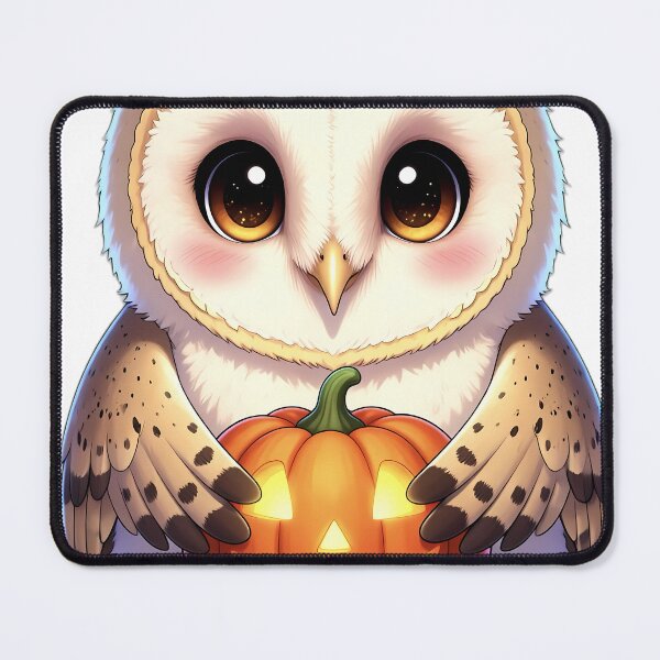 Item preview, Cute Baby Barn Owl Hugging Glowing Jack-o'-Lantern Pumpkin designed and sold by pumsquare.
