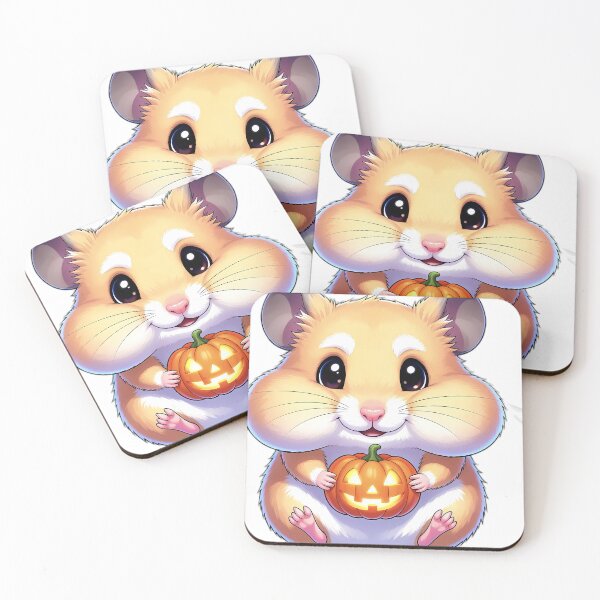 Item preview, Cute Dwarf Hamster Hugging Tiny Carved Autumn Pumpkin designed and sold by pumsquare.