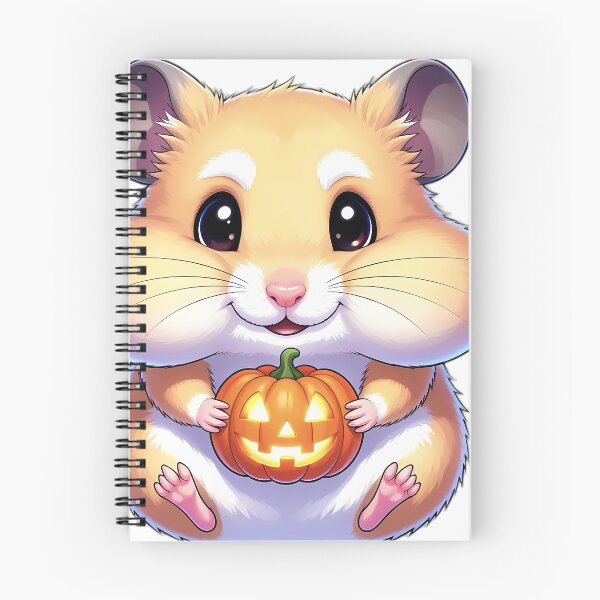 Item preview, Cute Dwarf Hamster Hugging Tiny Carved Autumn Pumpkin designed and sold by pumsquare.