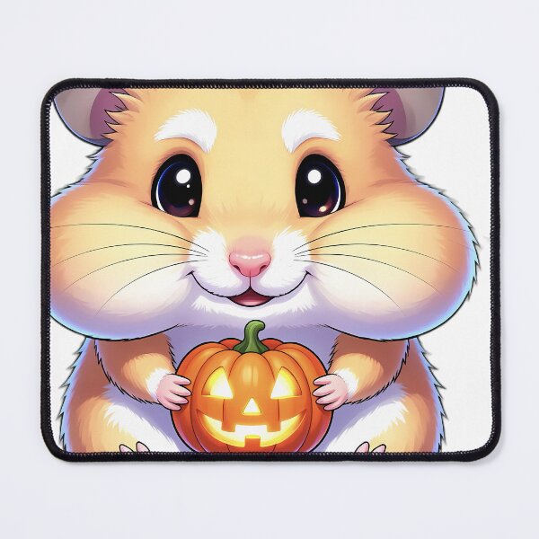 Item preview, Cute Dwarf Hamster Hugging Tiny Carved Autumn Pumpkin designed and sold by pumsquare.