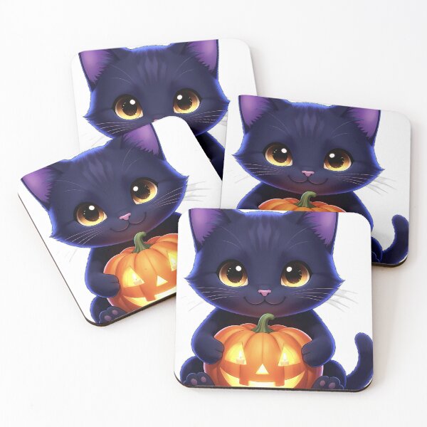 Item preview, Cute Halloween Black Kitten Hugging Glowing Jack-o'-Lantern Pumpkin designed and sold by pumsquare.