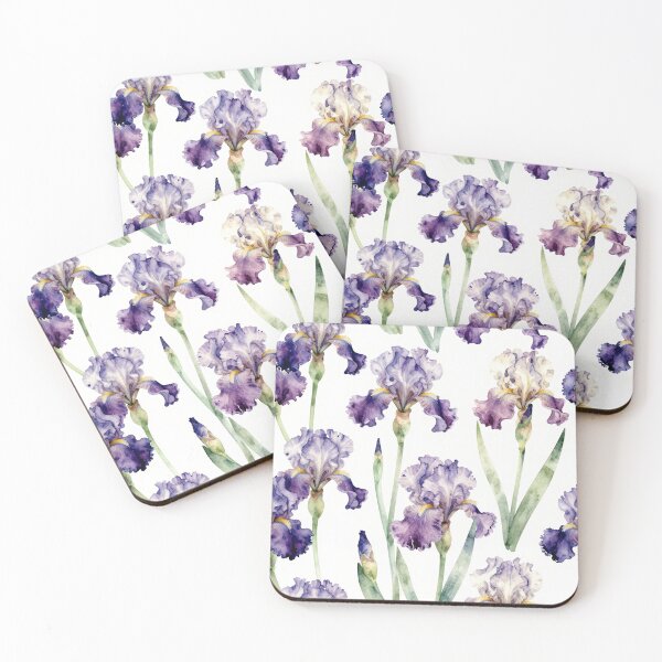 Item preview, Watercolor Purple Iris Floral Seamless Pattern designed and sold by FestivityFinds.