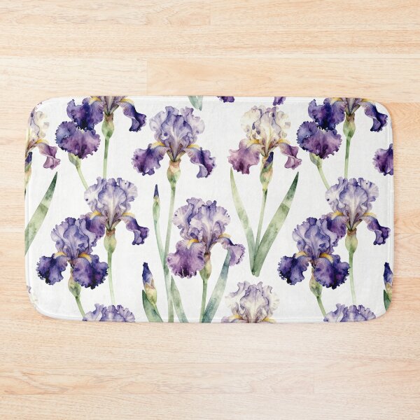 Item preview, Watercolor Purple Iris Floral Seamless Pattern designed and sold by FestivityFinds.