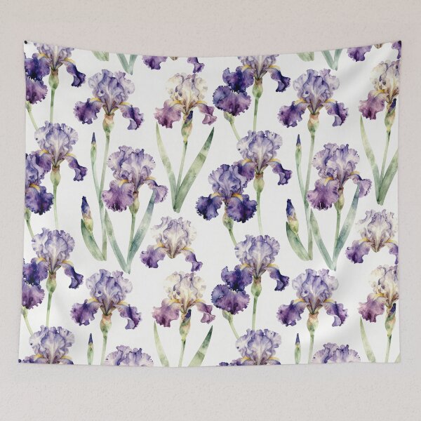 Item preview, Watercolor Purple Iris Floral Seamless Pattern designed and sold by FestivityFinds.
