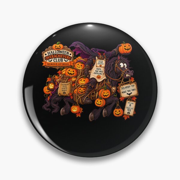 Item preview, ⚡HALLOWEEN OVERACHIEVERS CLUB -  Headless Horseman Pumpkin Delivery Department - dark version designed and sold by WheelieGdArt.