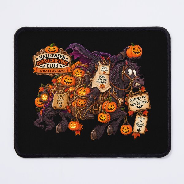 Item preview, ⚡HALLOWEEN OVERACHIEVERS CLUB - Headless Horseman Pumpkin Delivery Department - dark version designed and sold by WheelieGdArt.