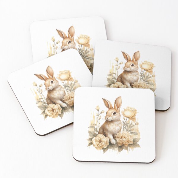 Item preview, Golden Rose Bunny | Elegant Floral Aesthetic Art designed and sold by Mandayartstudio.