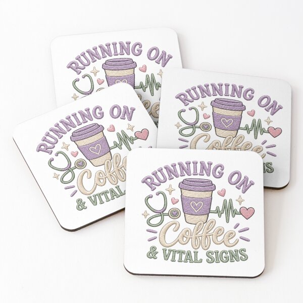 Item preview, Running on Coffee & Vital Signs Funny Nurse designed and sold by ABprintstudio.