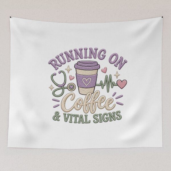 Item preview, Running on Coffee & Vital Signs Funny Nurse designed and sold by ABprintstudio.