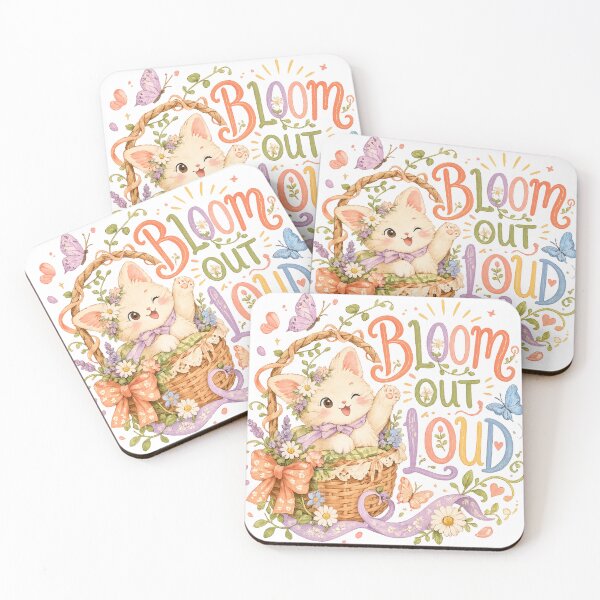 Item preview, Bloom Out Loud Cute Kitten Floral Basket Spring Cottagecore Art Design designed and sold by inkoutninja.