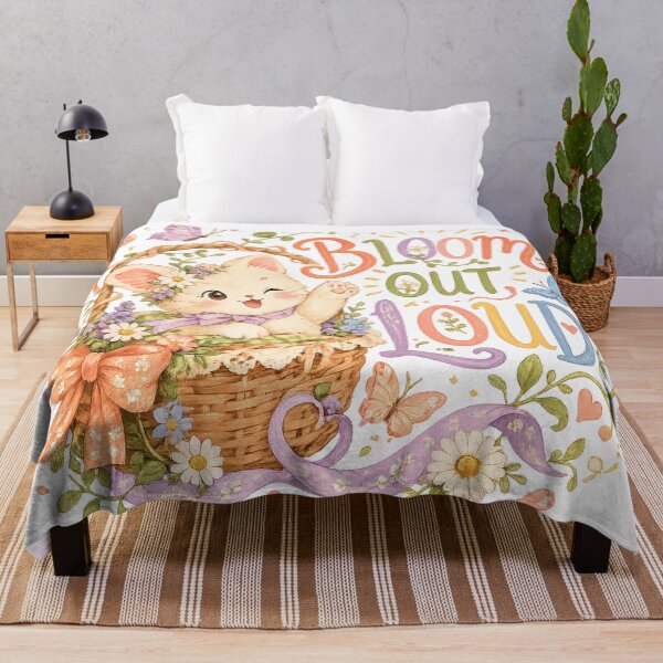 Item preview, Bloom Out Loud Cute Kitten Floral Basket Spring Cottagecore Art Design designed and sold by inkoutninja.