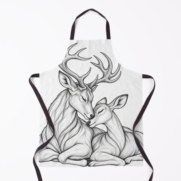 Item preview, Majestic Deer and Fawn Black and White Sketch designed and sold by Nicha Studio.